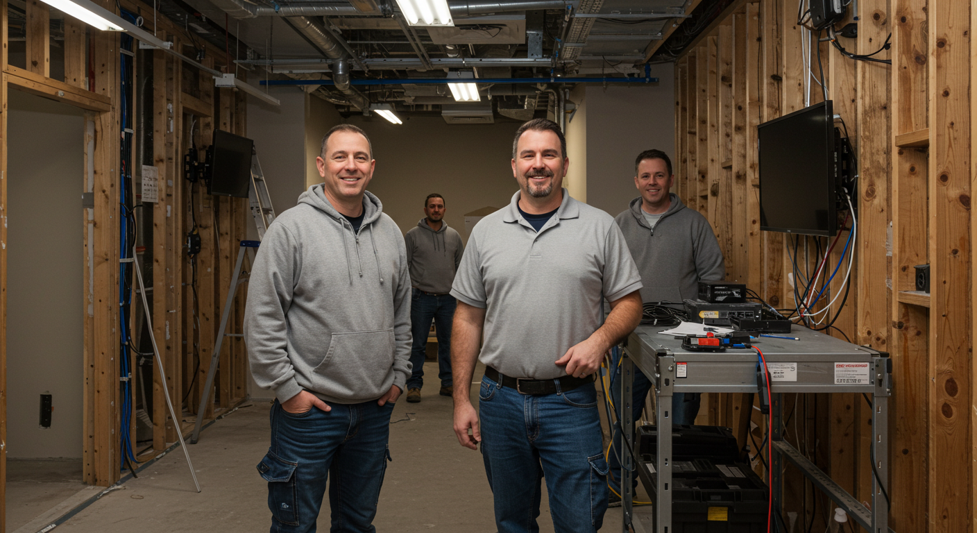 Shoemaker AV crew on-site at Indiana commercial project